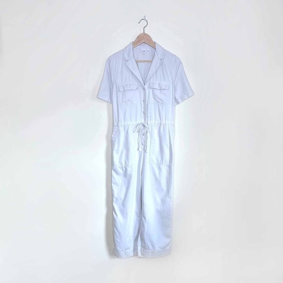gap utility twill cropped jumpsuit in stone - 0 - Picture 3 of 8